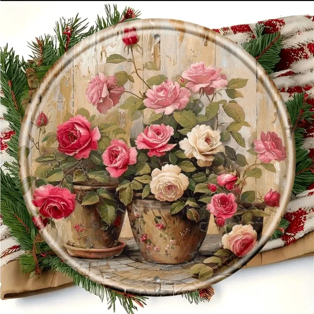 Vintage Eternal Rose Metal Wall Decor NEW 🏷️